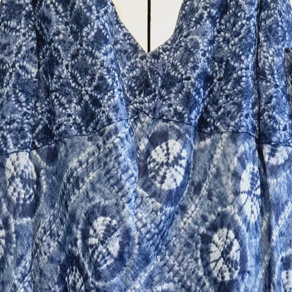 NWT LAUREN RALPH LAUREN PETITE LINEN BLUE PATCHWORK HANDKERCHIEF HEM DRESS 6P - Picture 15 of 15